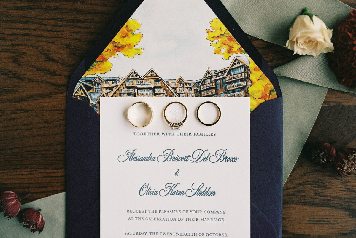 wedding invitation with rings