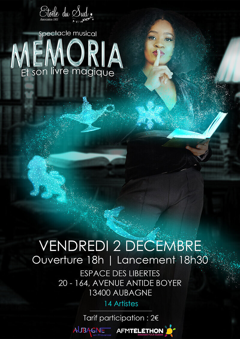 Affiche créée par Fenicia Studio pour le spectacle "Mémoria" de la troupe Étoile du Sud.