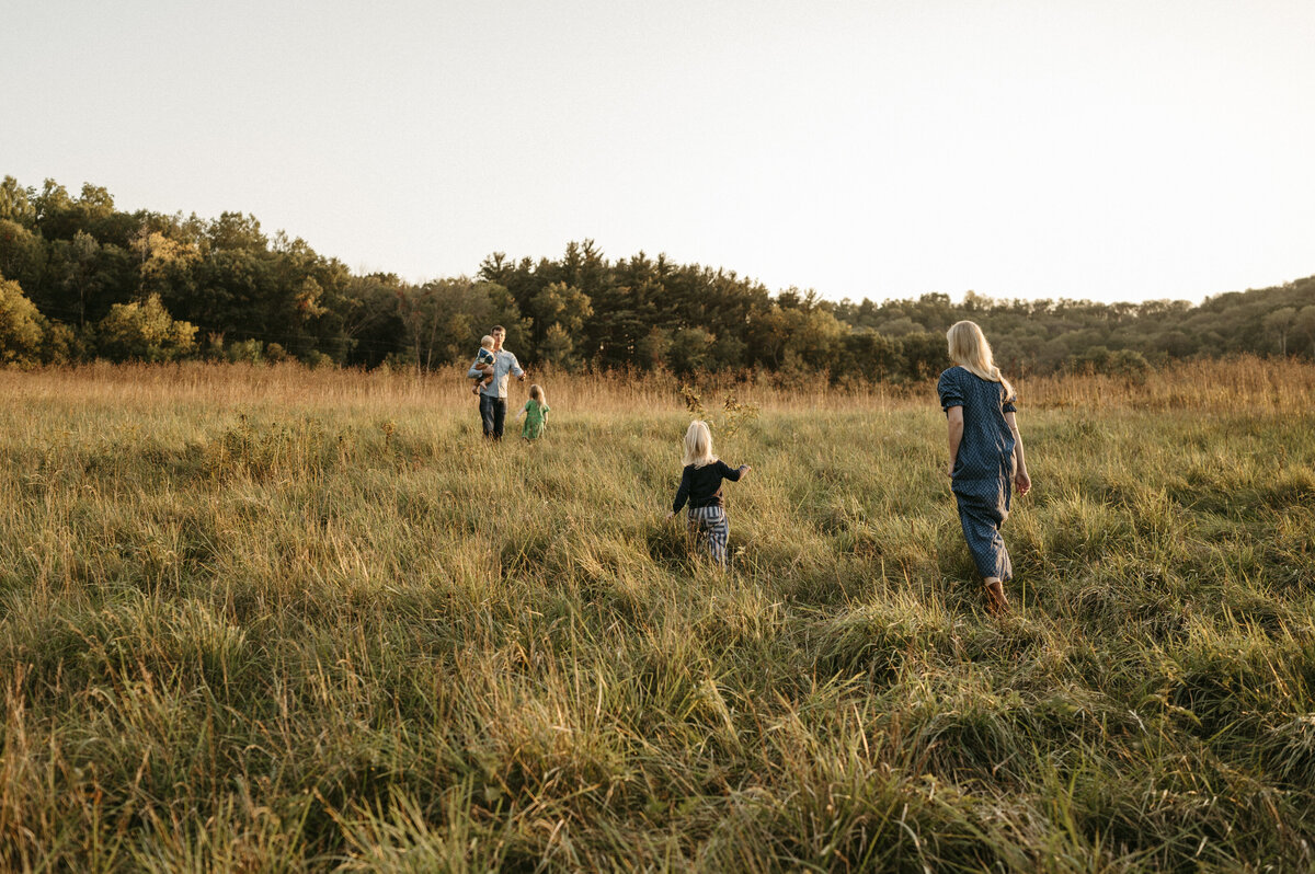 Family in a field