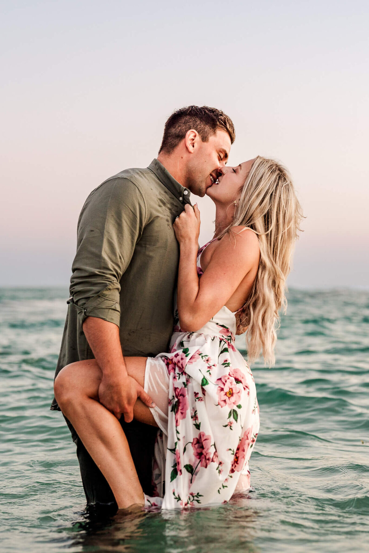Orange-Beach-Alabama-Beach-Sexy-Intimate-Engagement-Photos-Wedding-Photographer-Videographer-Dylan-Danelle-Kissing-In-Water