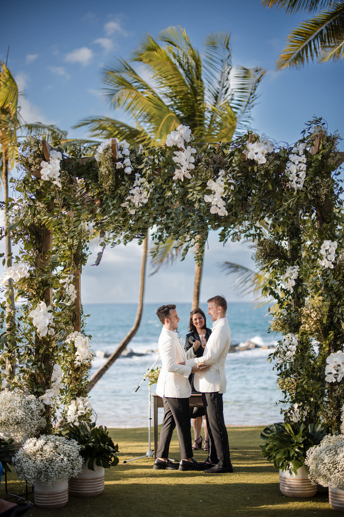A ceremony by the water at a destination wedding in Puerto Rico