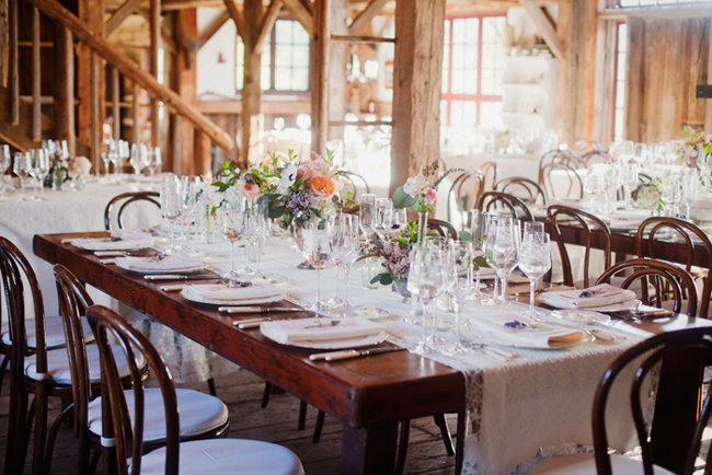 feasting table in barn