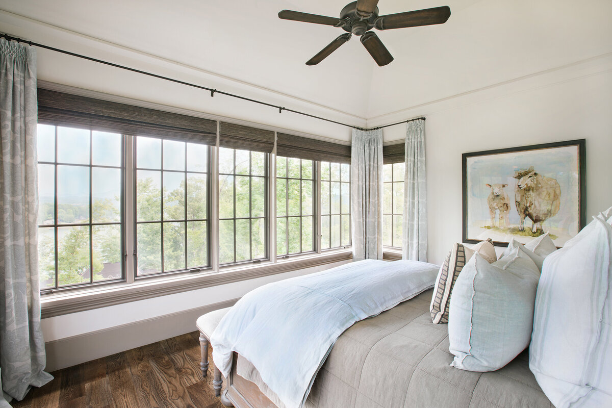 Panageries Residential Interior Design | Traditional Mountain Roost Guest Bedroom View of the Outdoors