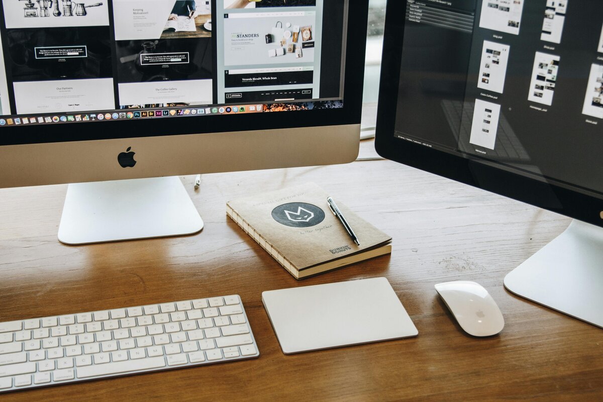 Close up image on the computer of a branding mockup