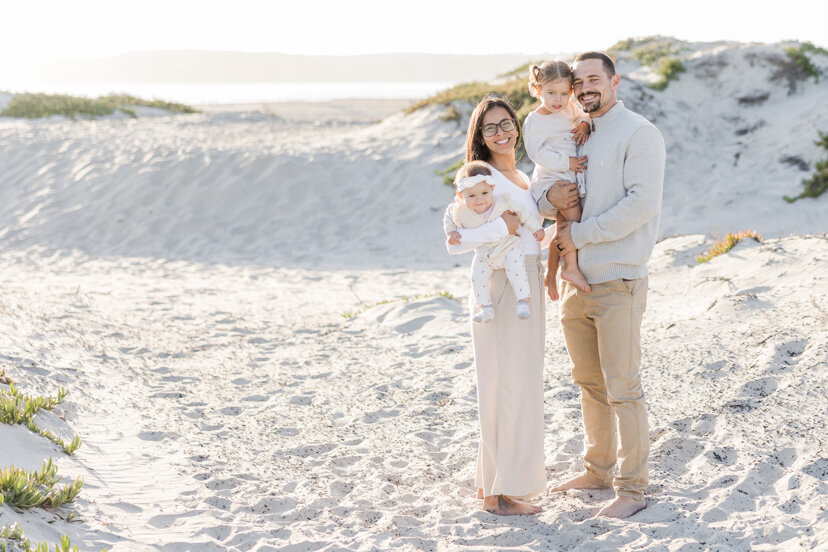 family-of-four-in-Coronado-sand-dunes-san-diego