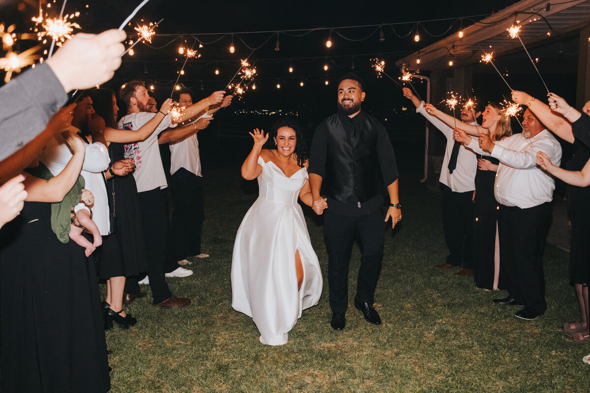 Sparkler send-off for the couple