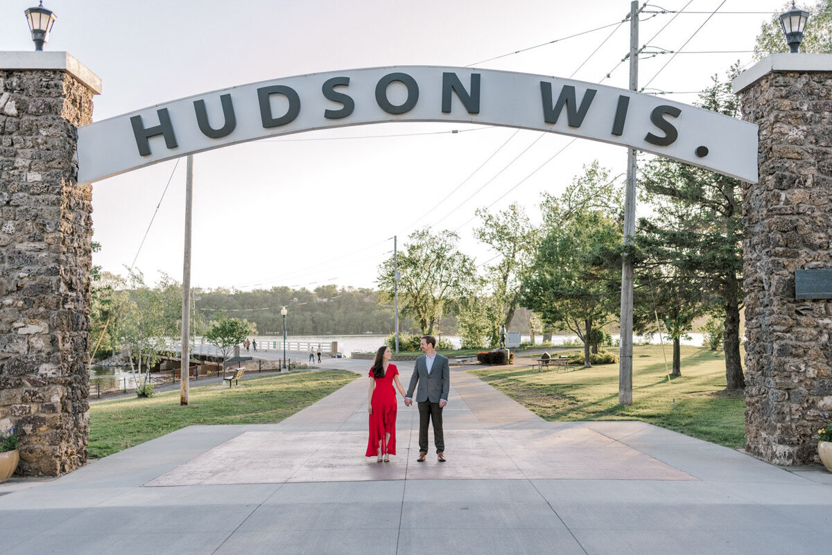 engagement photo by hudson wisconsin sign