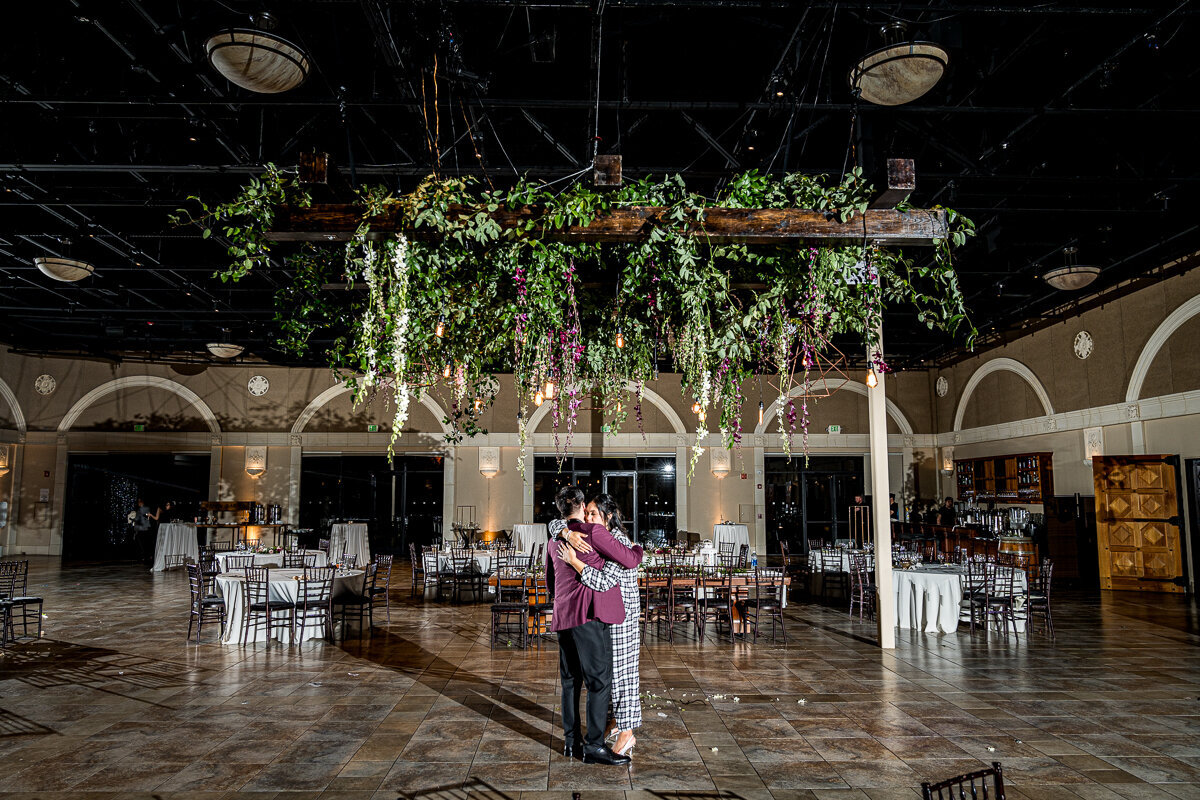 The bride and groom share an intimate last dance in the warm, elegant ambiance of Casa Real at Ruby Hill Winery. A magical ending to a perfect wedding day in Pleasanton.
