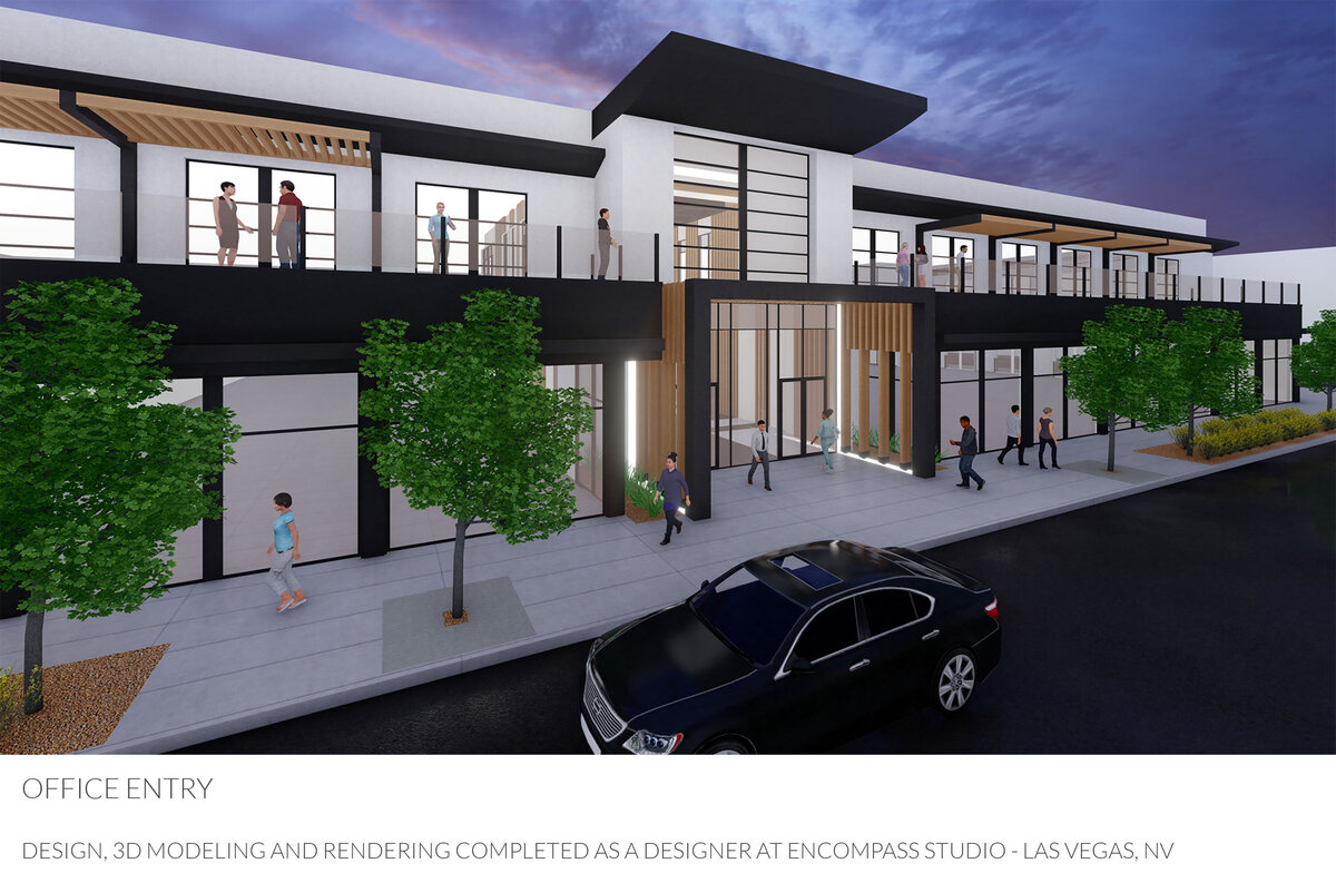 Exterior design, 3d modeling and rendering for Las Vegas, NV office building