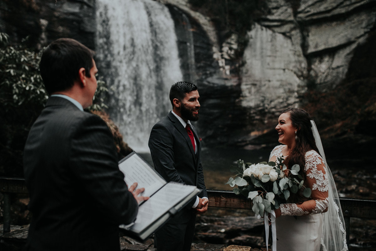 Couple eloping at Looking Glass Falls