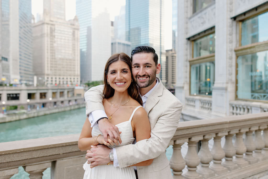 An engagement photography session at The Wrigley Building and North Ave Beach in Chicago, Illinois - 14