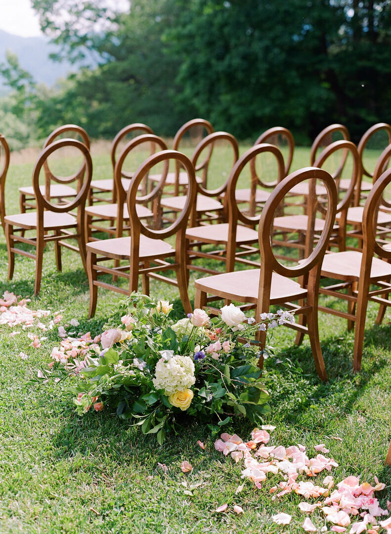 Wedding Ceremony Chairs and Flowers Photo