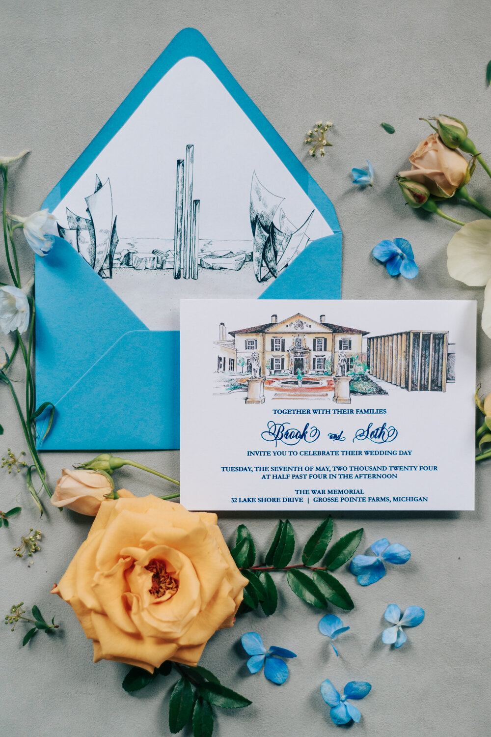 Design Quintessentials Wedding Stationery and Floral Design Wedding Invites Invitations Florist Flowers Wedding Events Ching Tan War Memorial Venue Illustration