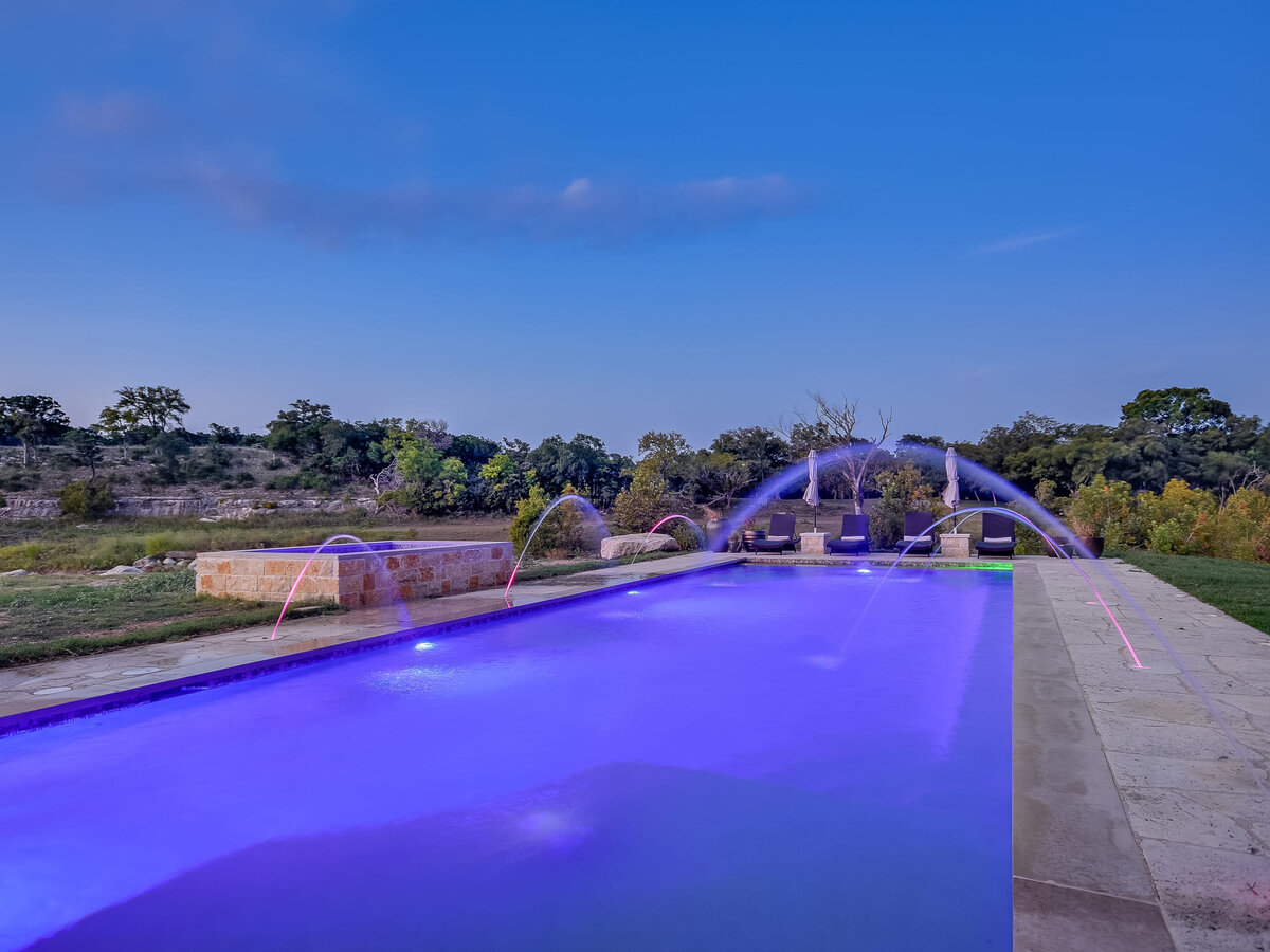 Outdoor pool at twilight