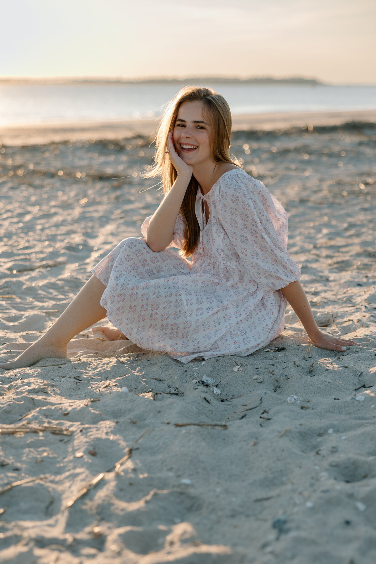 Senior photos on the beach at Edisto at sunset