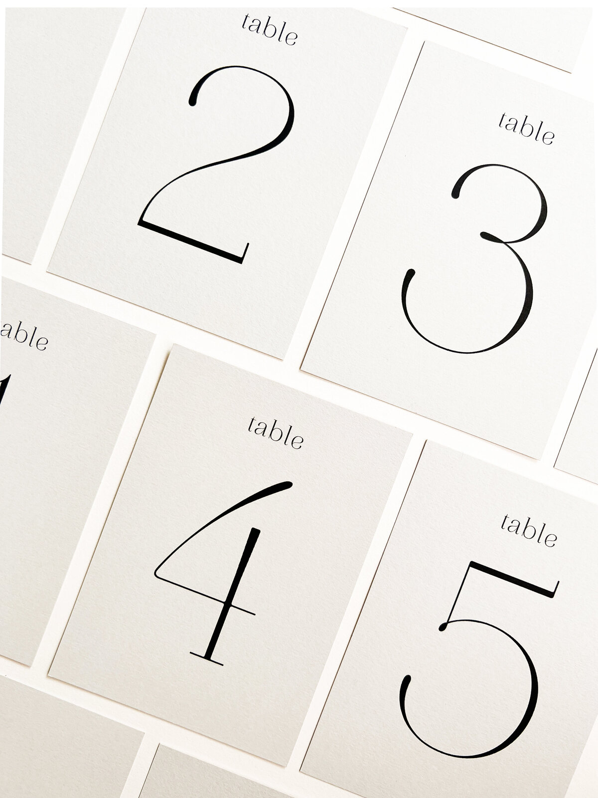 luxury designed letterpress printed table numbers for weddings and events