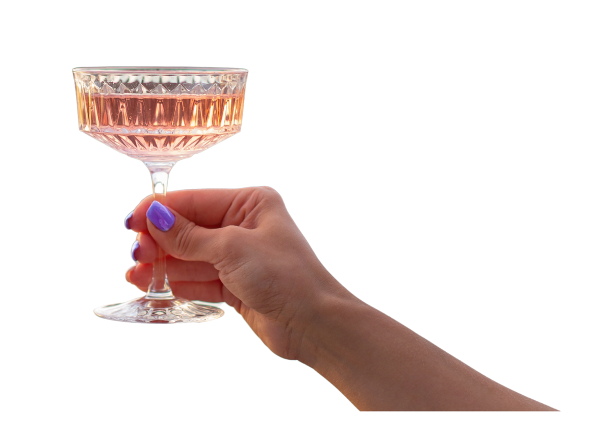 newlyweds celebrate with cocktails