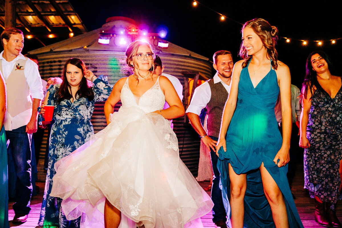 Bride and guests on dance floor at Cattle Springs in Arlee, MT