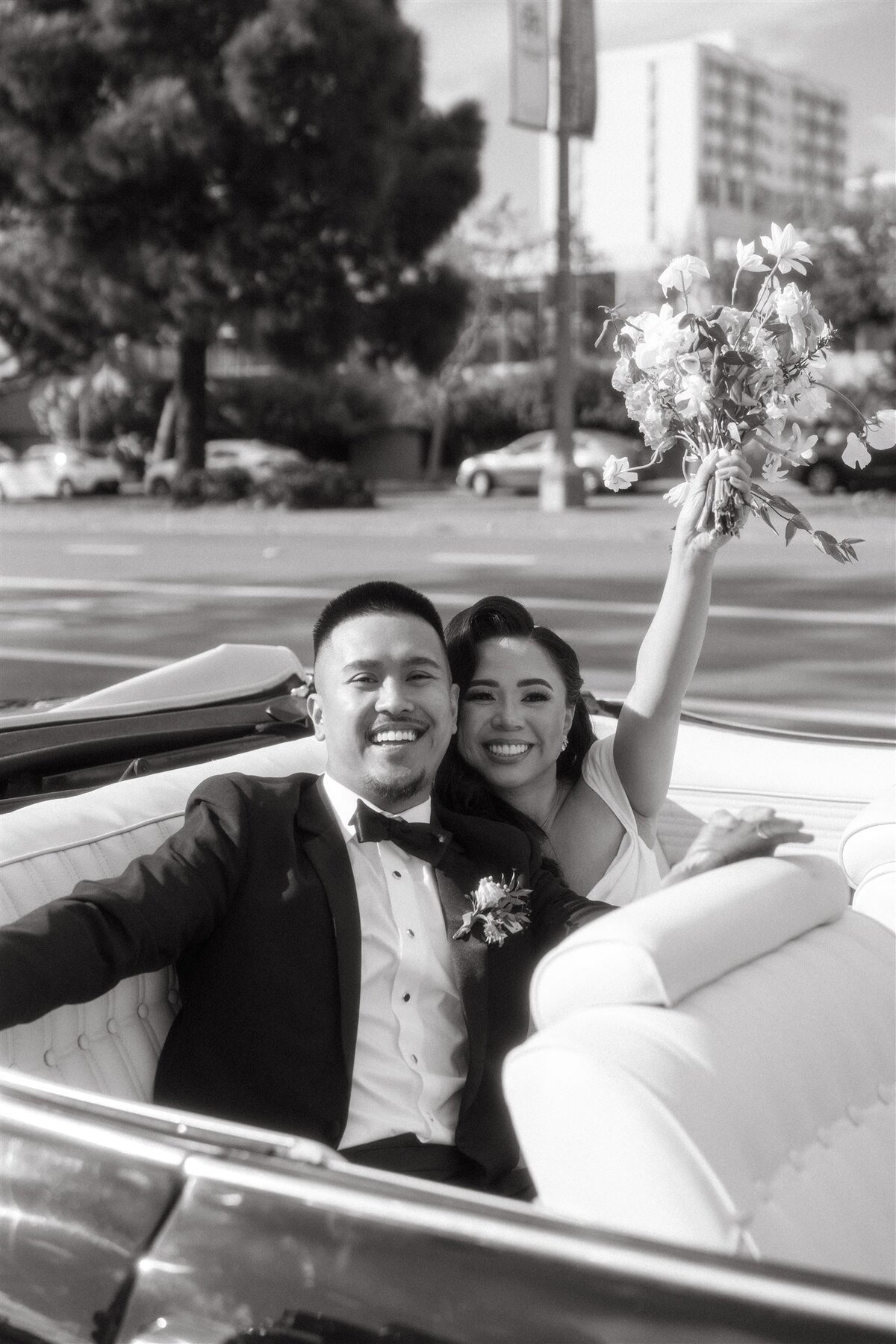 San Francisco Wedding portraits vintage getaway car
