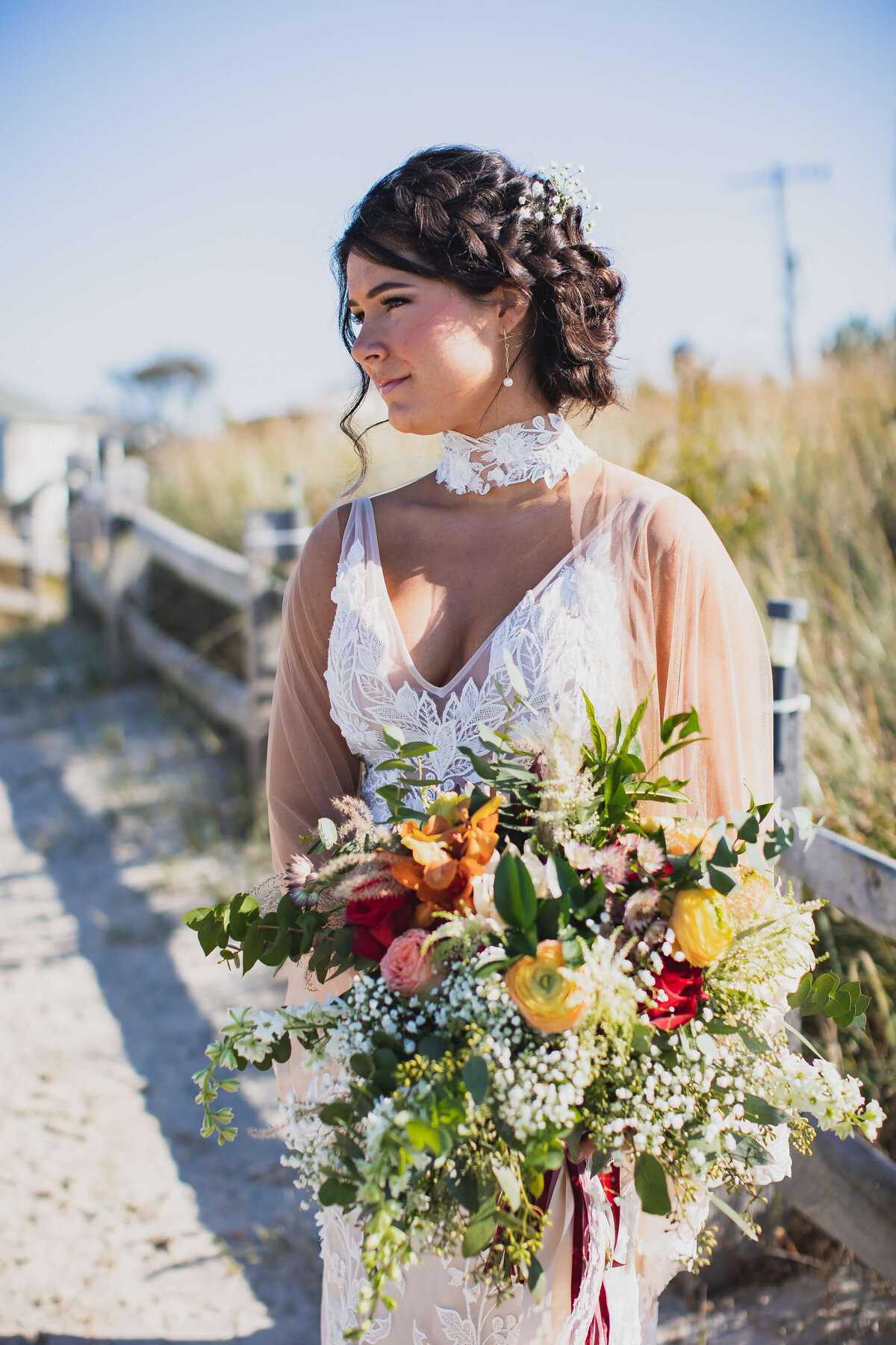 Wedding Bouquet Yellow Peach Red roses