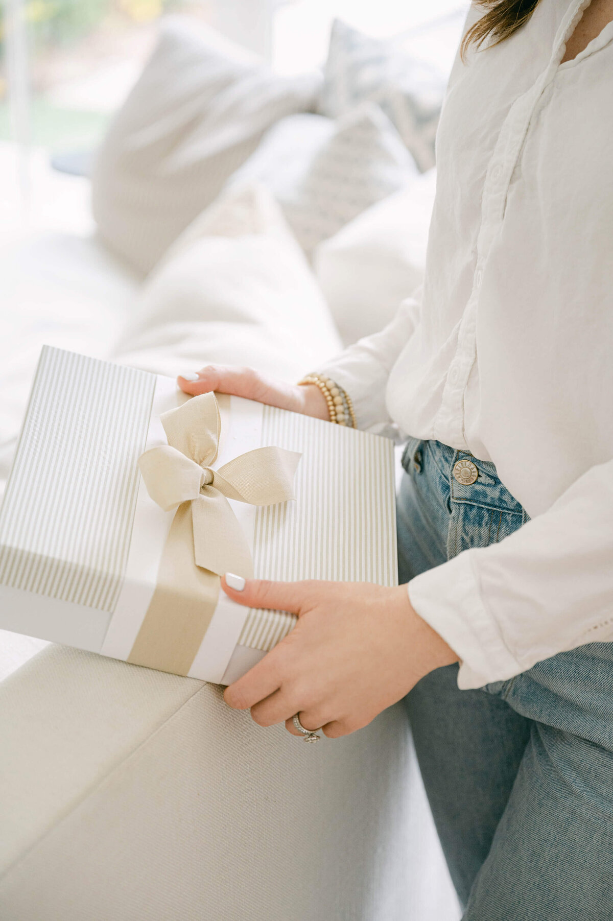 Sugar Paper_Baby Book_Flax_Box_Bow_in hands-website