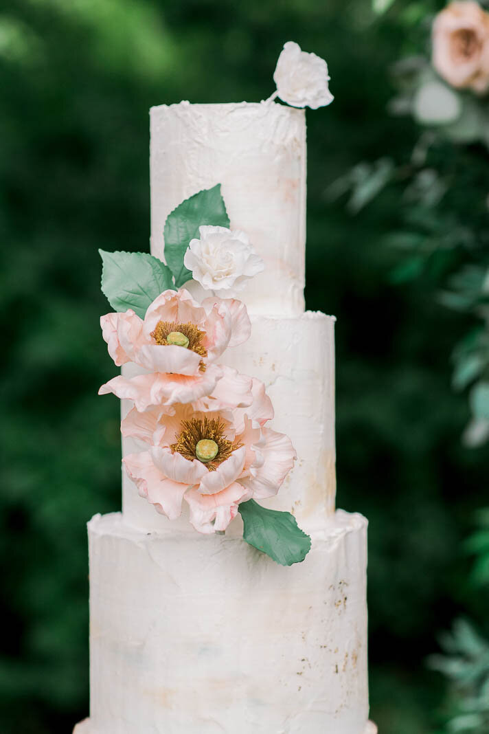 watercolour buttercream wedding cake with flowers, Hamilton ON wedding cakes
