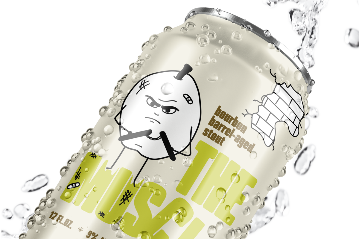 bad apple beer can packaging mockup dripping with water