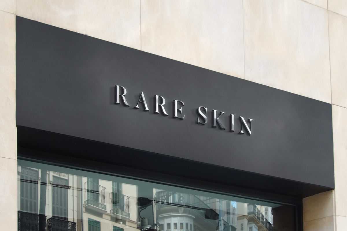 Rare Skin logo on signage