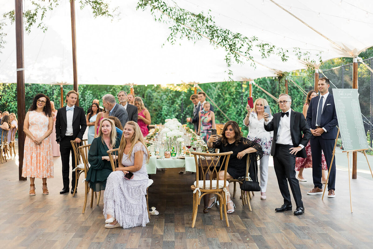 Guests looking at wedding couple at Long Island wedding reception