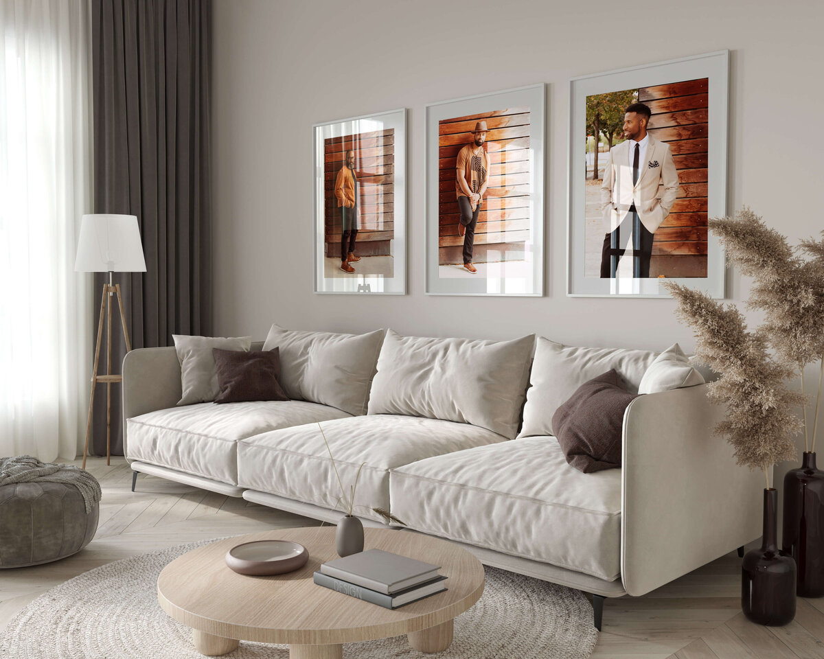Family Living room with framed family photography on the wall