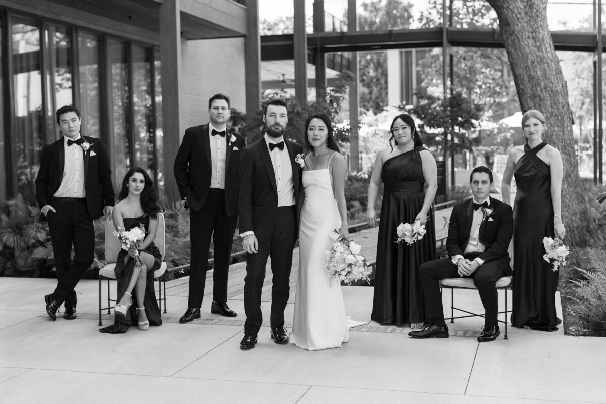 wedding party pose in editorial style for austin texas photographer