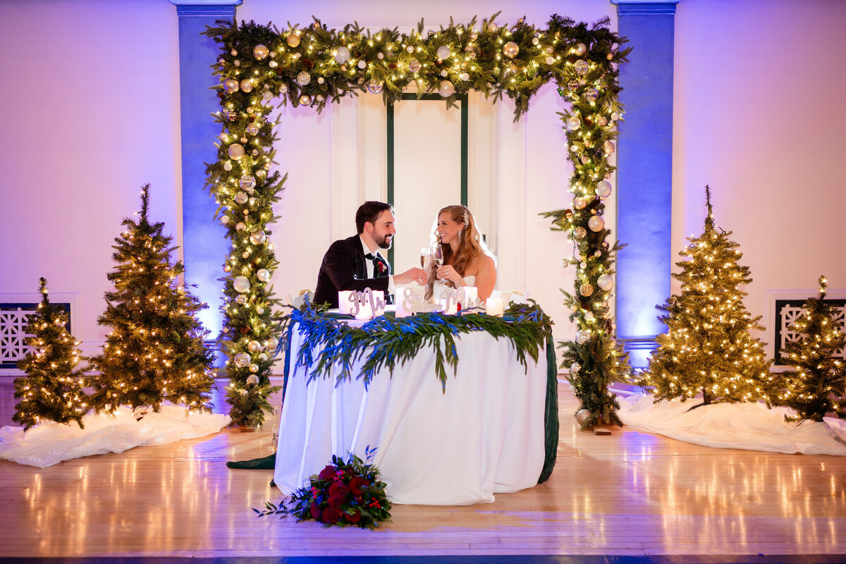 holiday wedding setup at soldiers and sailors