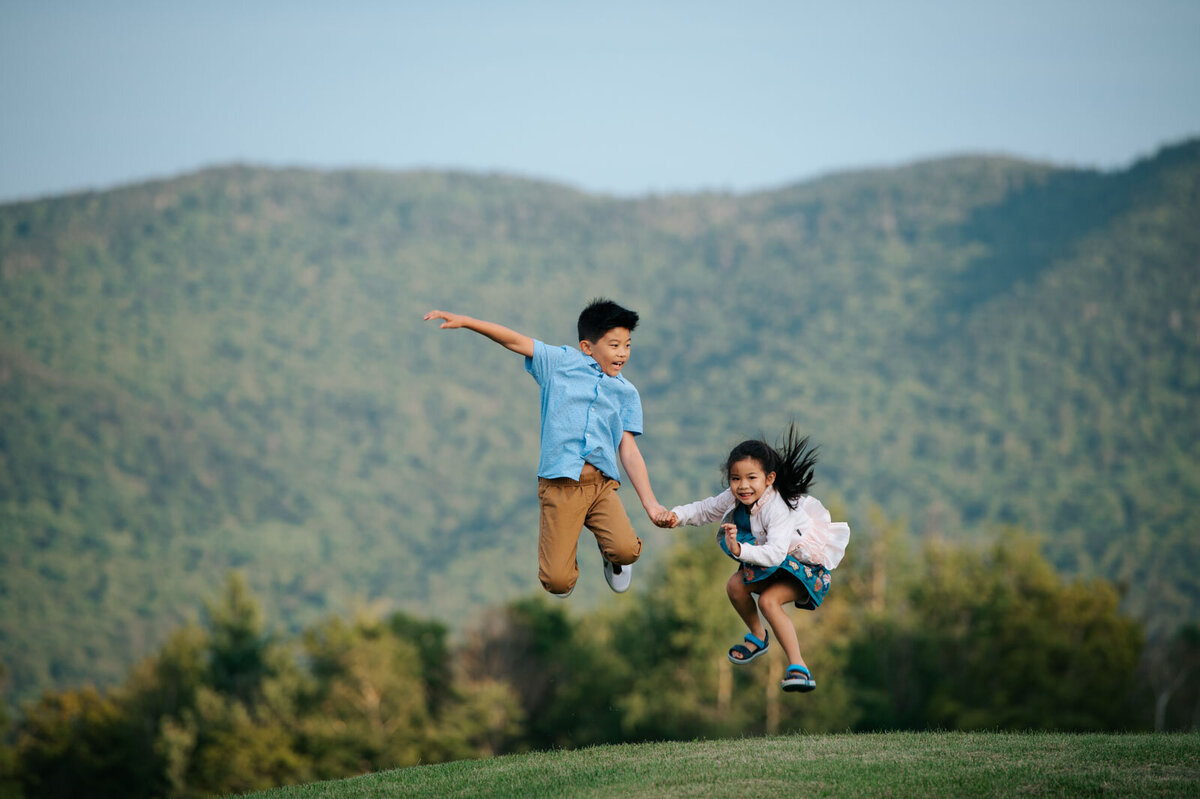 kids jumping mountain top inn vermont