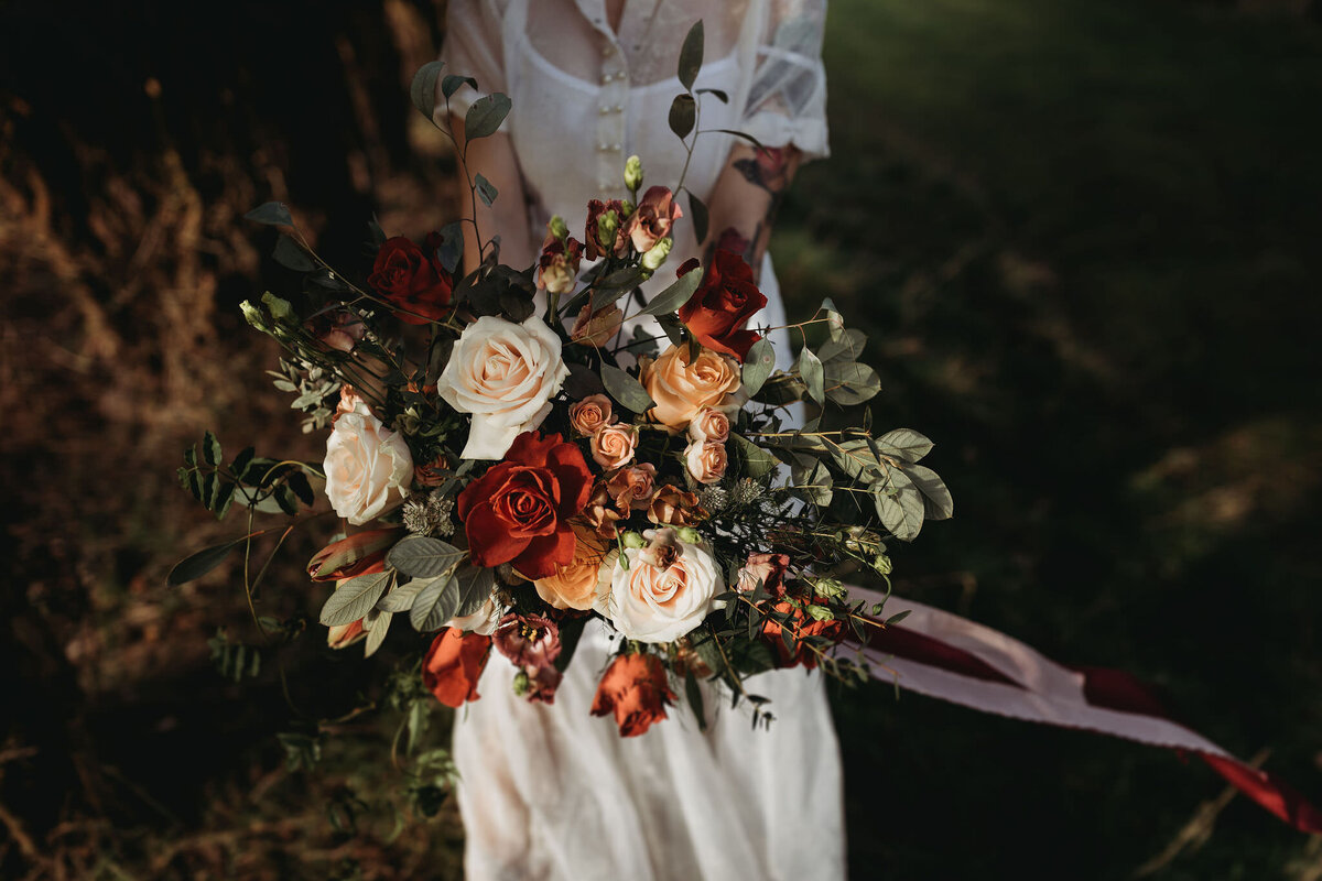 Chloe&JotElopement-18_ Wildflower wedding flowers cambridgeshire