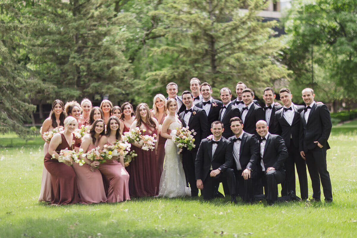 Bridal party planned by luxury wedding planner chicago