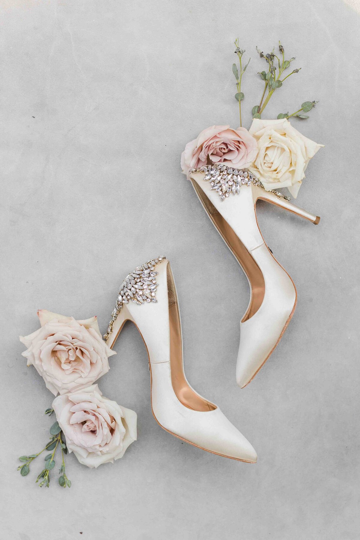 bridal shoes with pink roses