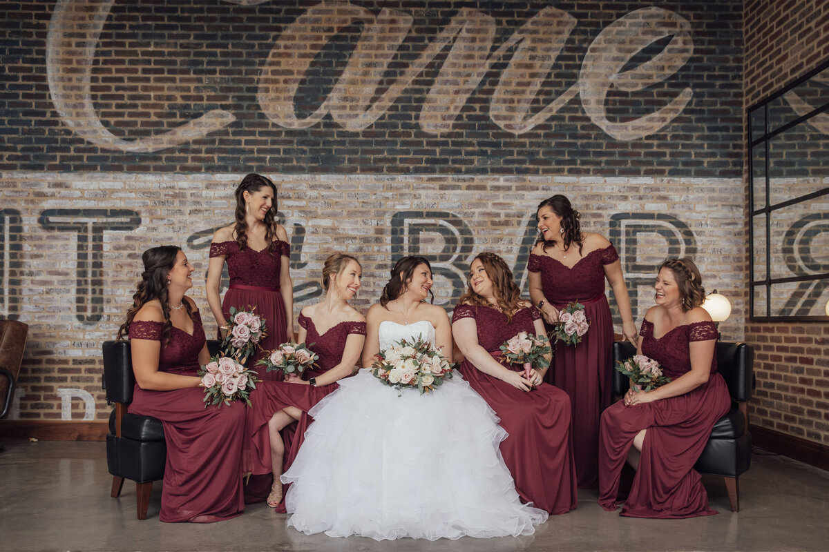 Stone House | Bride with bridal party posing outdoors | Warren, New Jersey