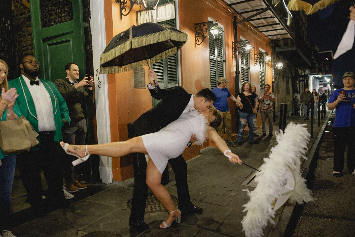Second line at wedding in French Quarter New Orleans