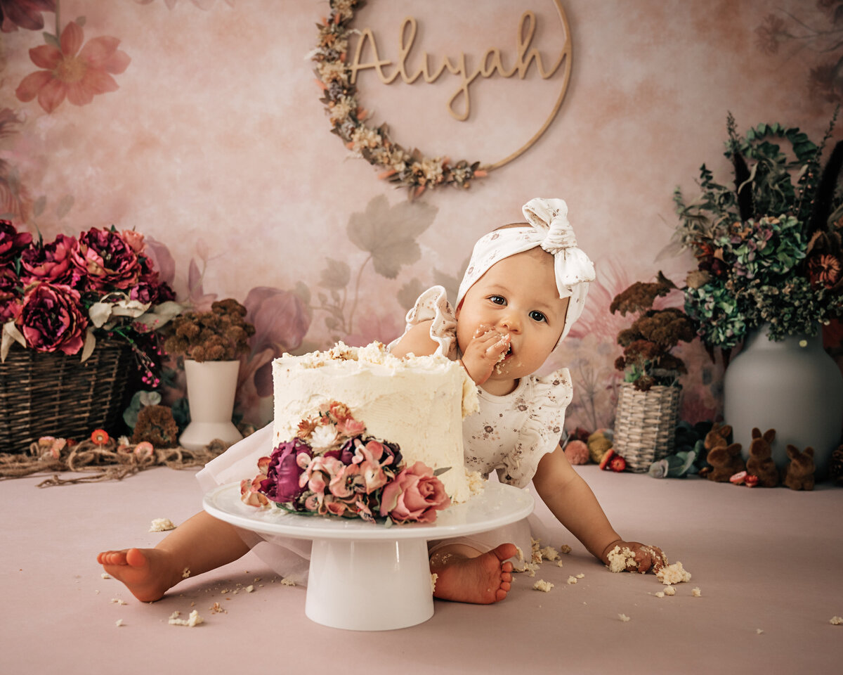 girl eating cake