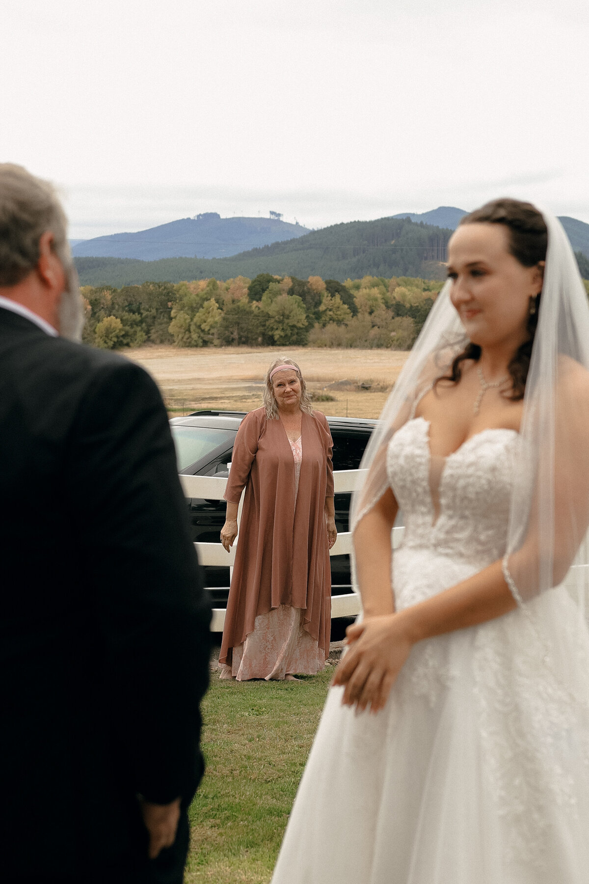 Bride’s Mother Watching Emotional First Look | Pacific Northwest Wedding Storytelling Photography