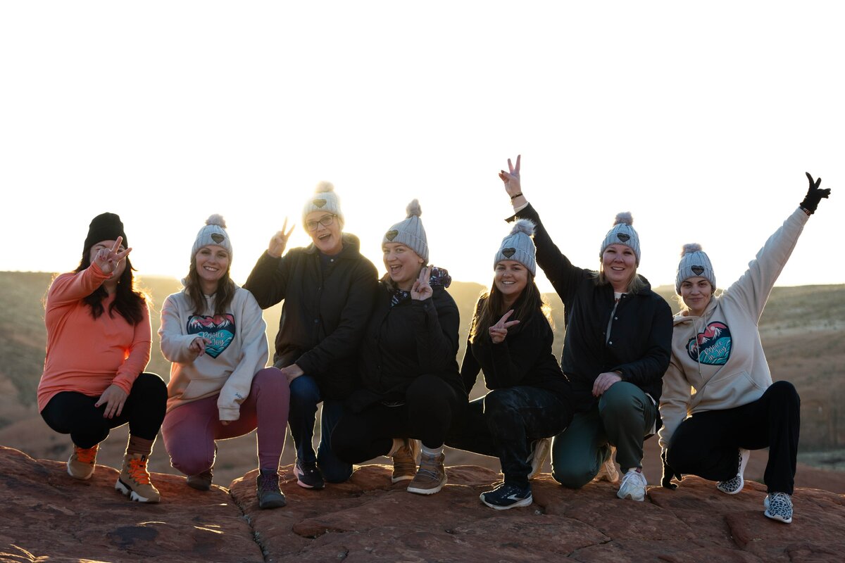 small group of women at golden hour