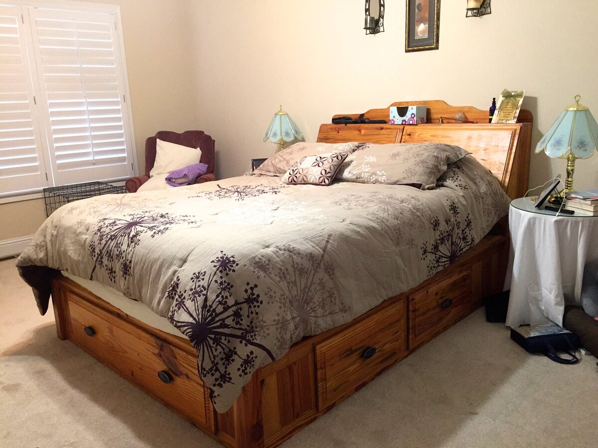 handmade wood bed with storage