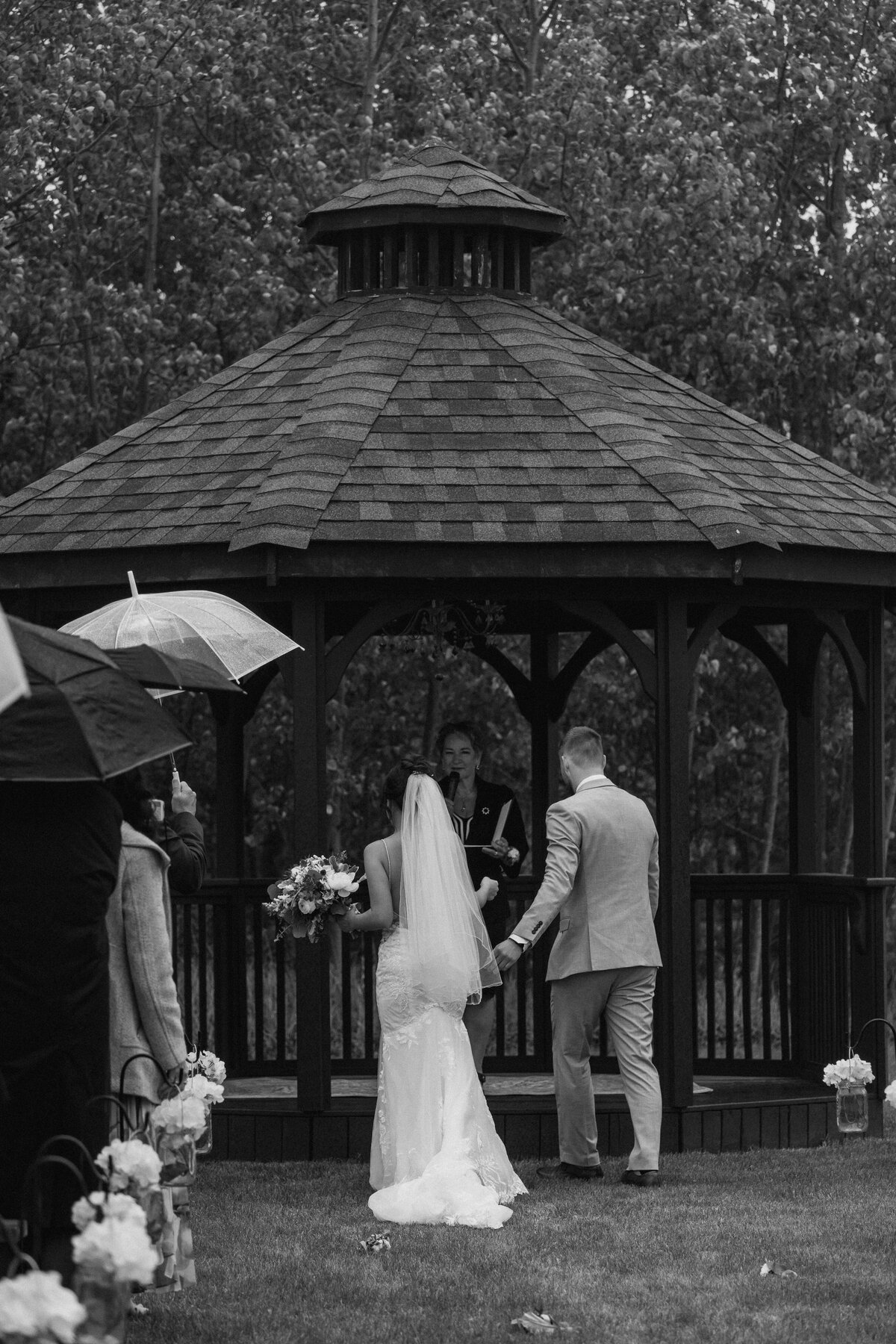 couple walking to ceremony site 