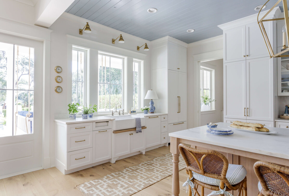 Lola Interiors Amelia Island Blue Kitchen Ceiling