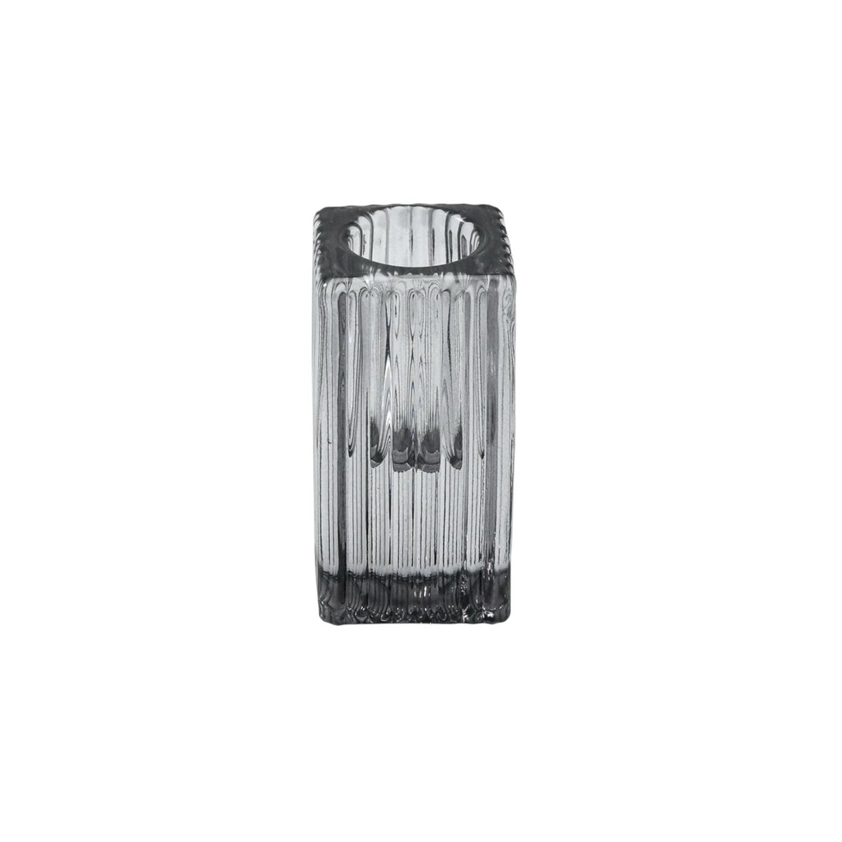 smoke ribbed taper candle holder