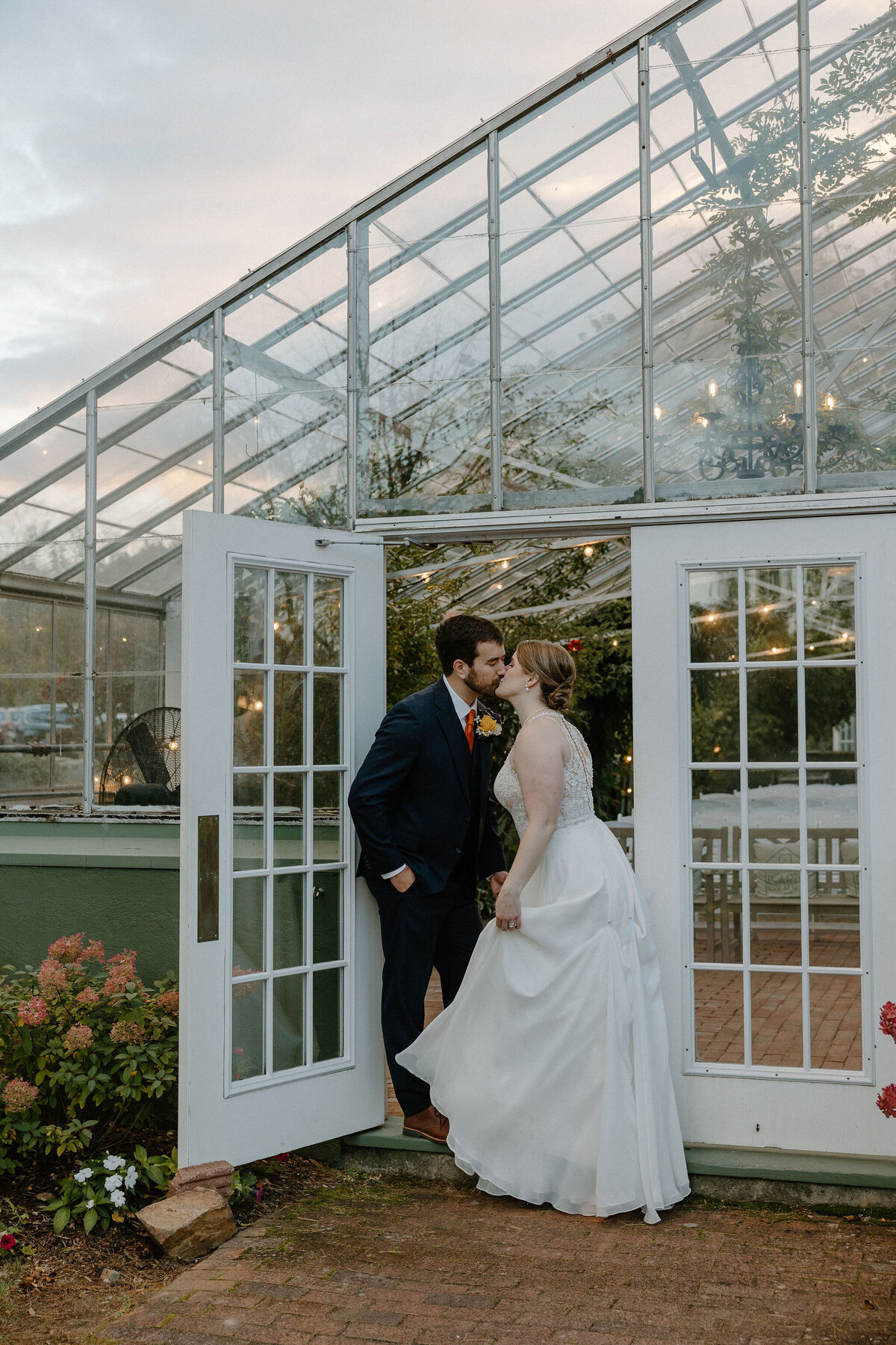 bride and groom kissing