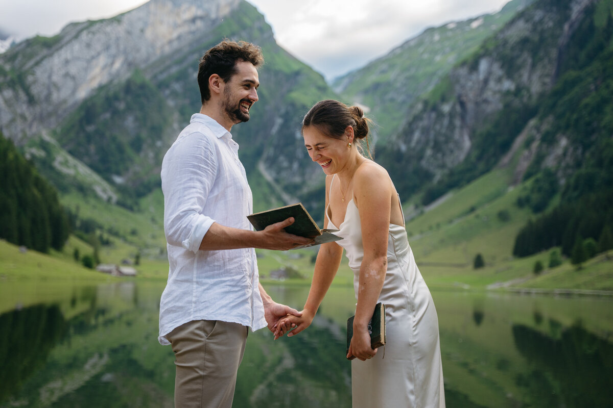 Switzerland Seealpsee lake elopement