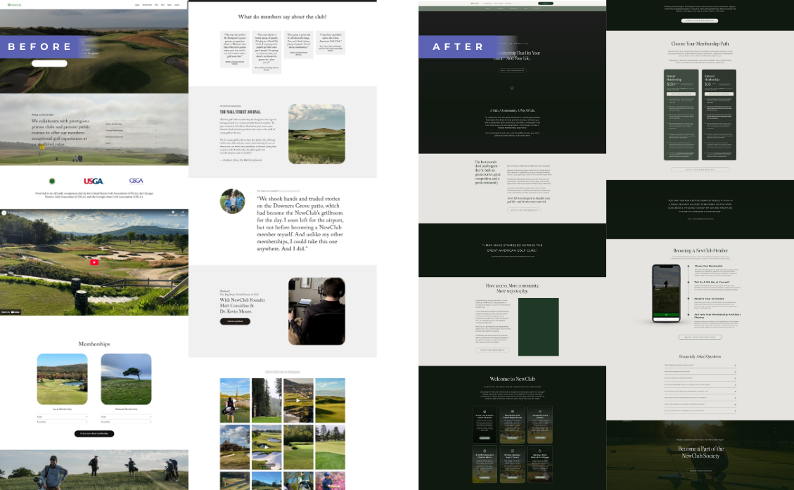 Membership Page comparison
