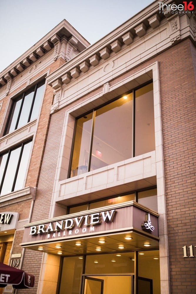 Entrance to the Brandview Ballroom wedding venue