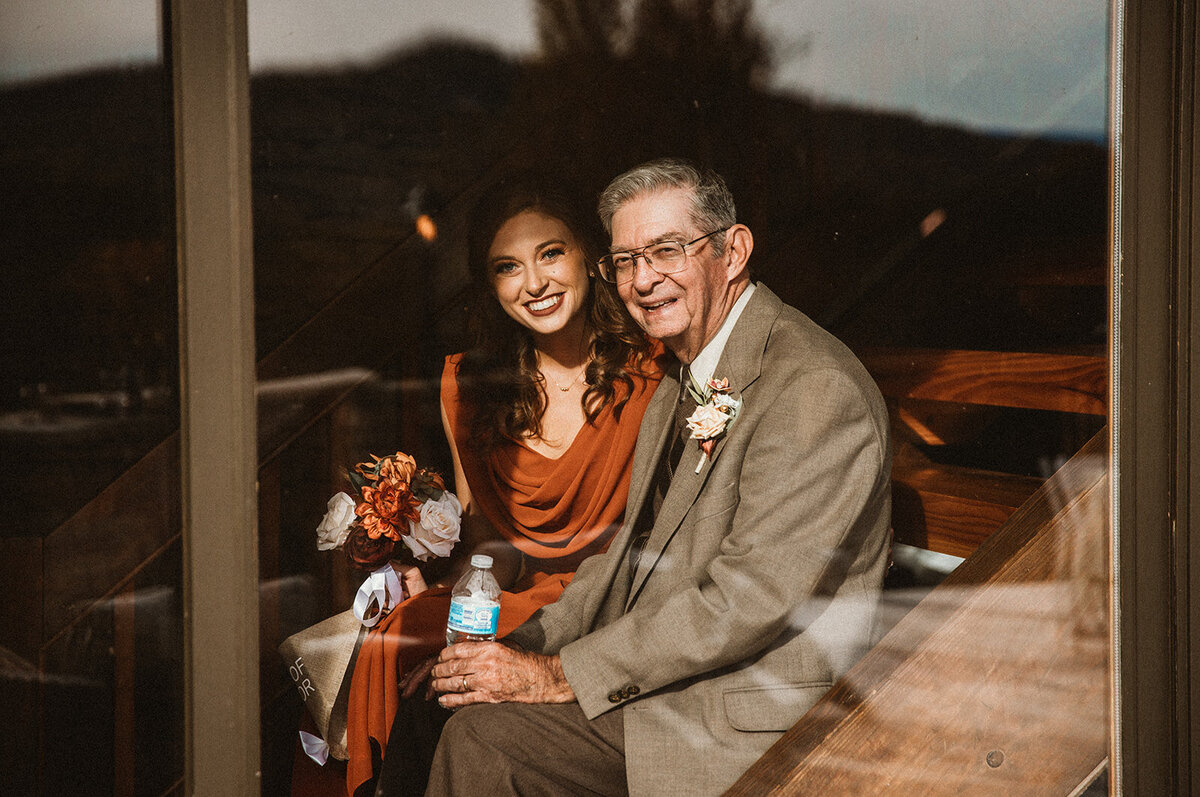 bridesmaid spends time with grandpa